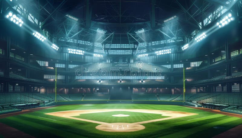 A baseball stadium with a crowd of people watching a game by image stock image.