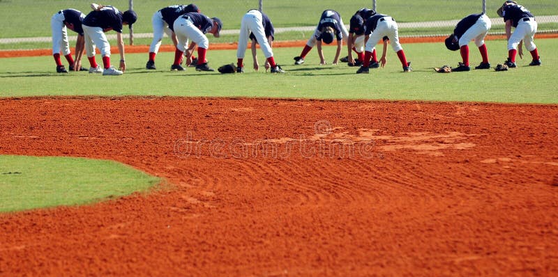 Baseball team stretch