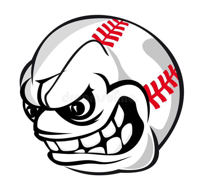 Baseballtecknad filmboll royaltyfri illustrationer