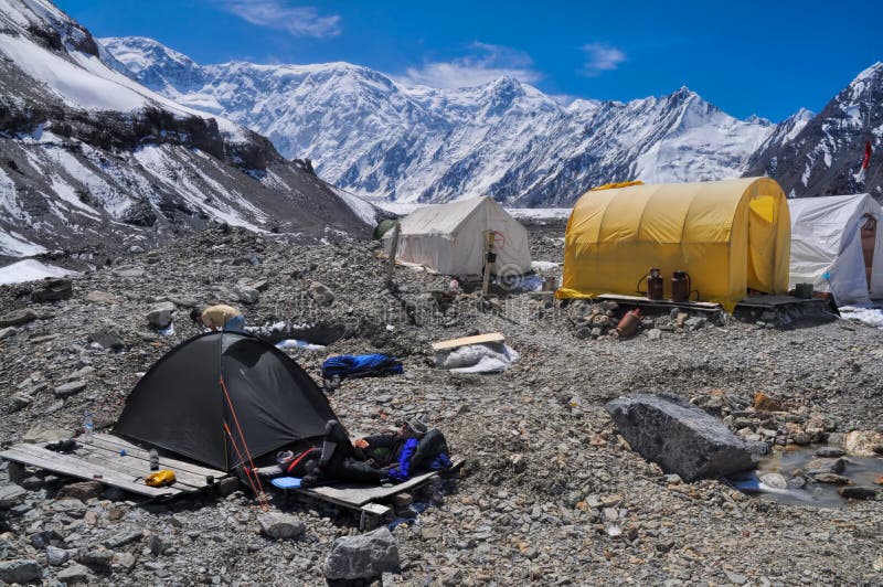 Basecamp on glacier in Kyrgyzstan