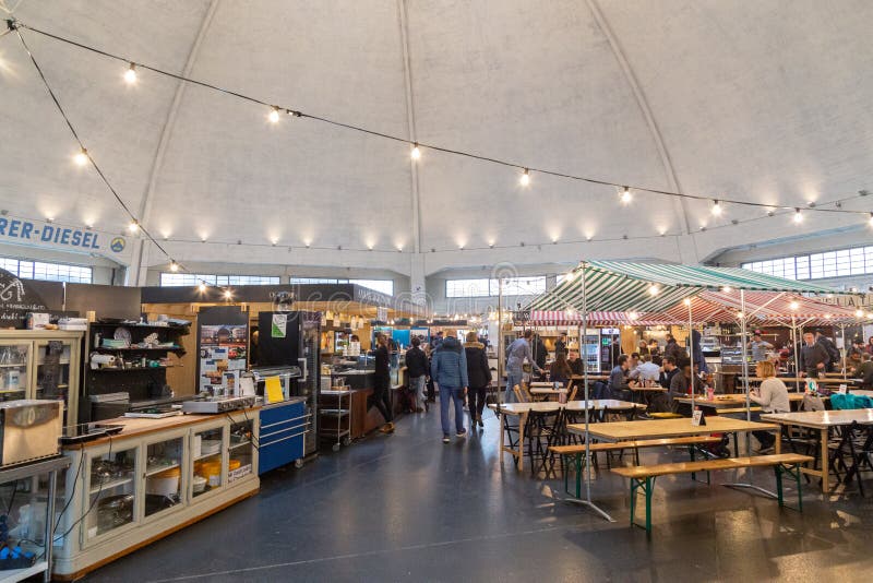 Food Court Inside the Market Hall in Basel Switzerland Editorial Stock Food Court Inside the Market Hall in Basel Switzerland Editorial Stock