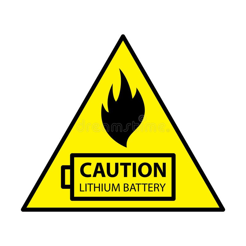 Lithium ion battery Caution, vector illustration