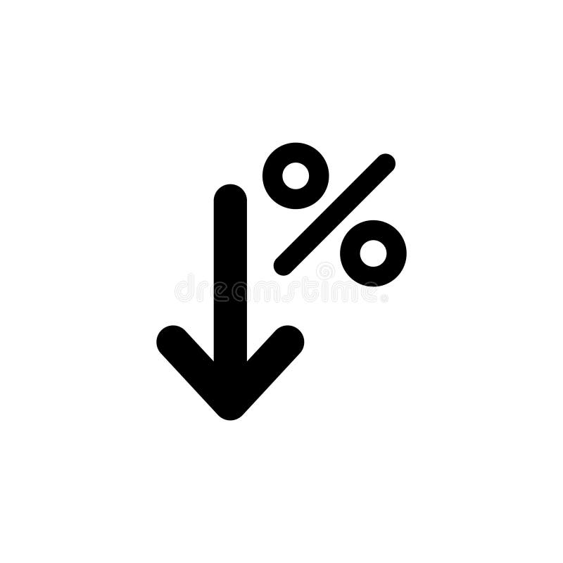 Percent Down Icon on a White Background. Stock Vector - Illustration of ...