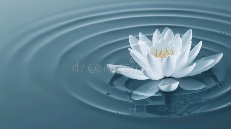 Basic icon of a lotus flower with serene ripples, representing royalty free illustration