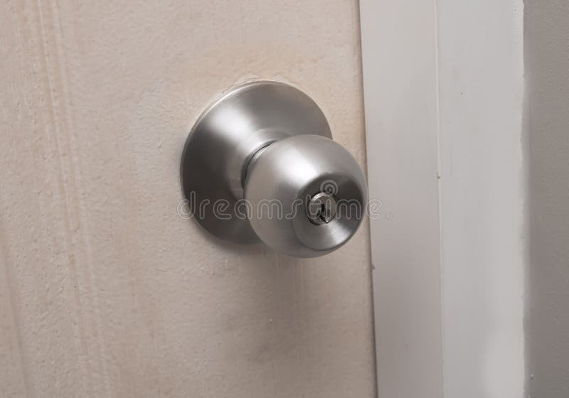 Basic Modern Door Knob with Silver Color, Interior Design Concept Stock