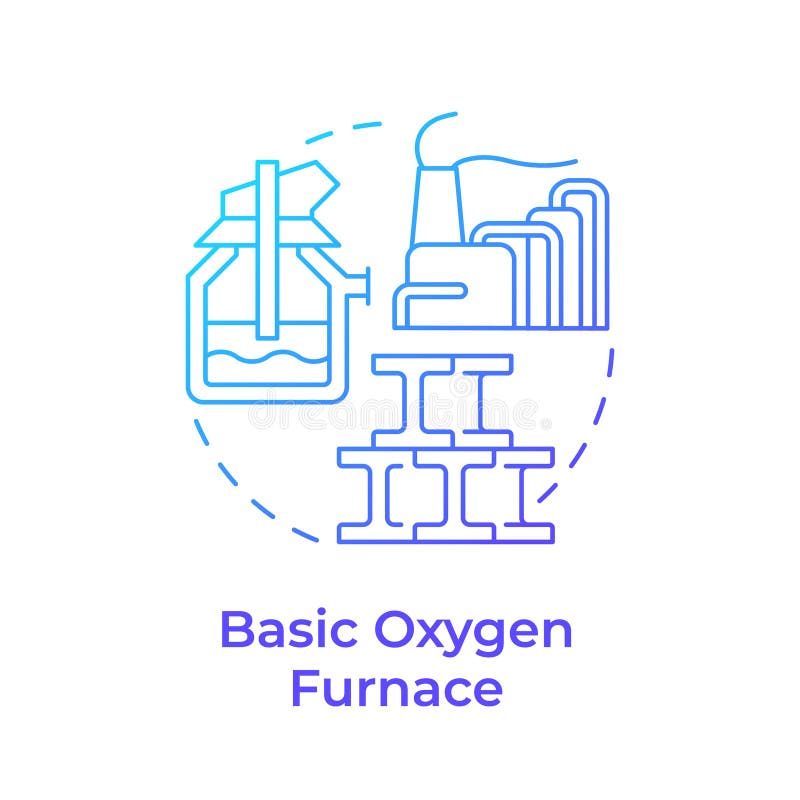 Basic oxygen furnace blue gradient concept icon vector illustration