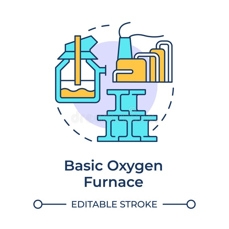 Basic oxygen furnace multi color concept icon royalty free illustration