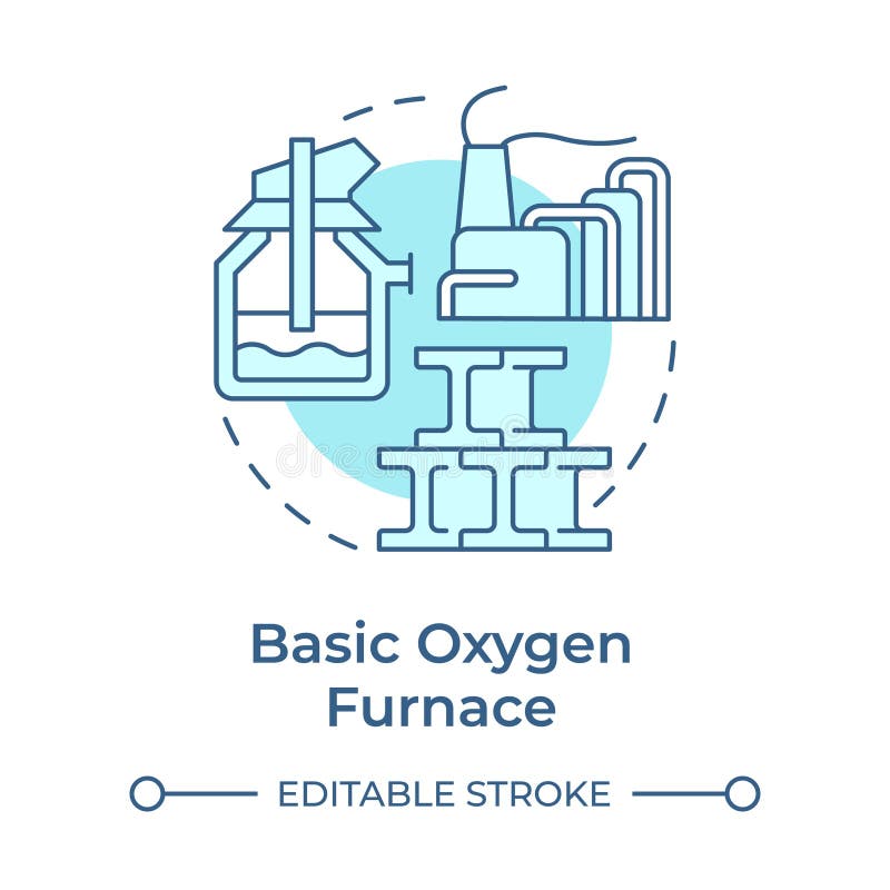 Basic oxygen furnace soft blue concept icon vector illustration