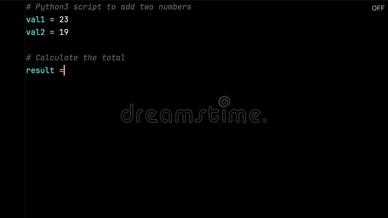Basic Python Program for Beginners: Adding Two Numbers Stock Video ...