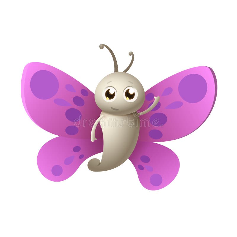 Cute happy Butterfly smile and wave - vector illustration royalty free illustration