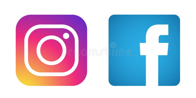 Set of popular social media logos icons Instagram Facebook element vector on white background. in ai10 illustrations