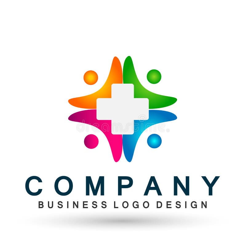 People Family Medical Health Care Clinic Logo Plus Union