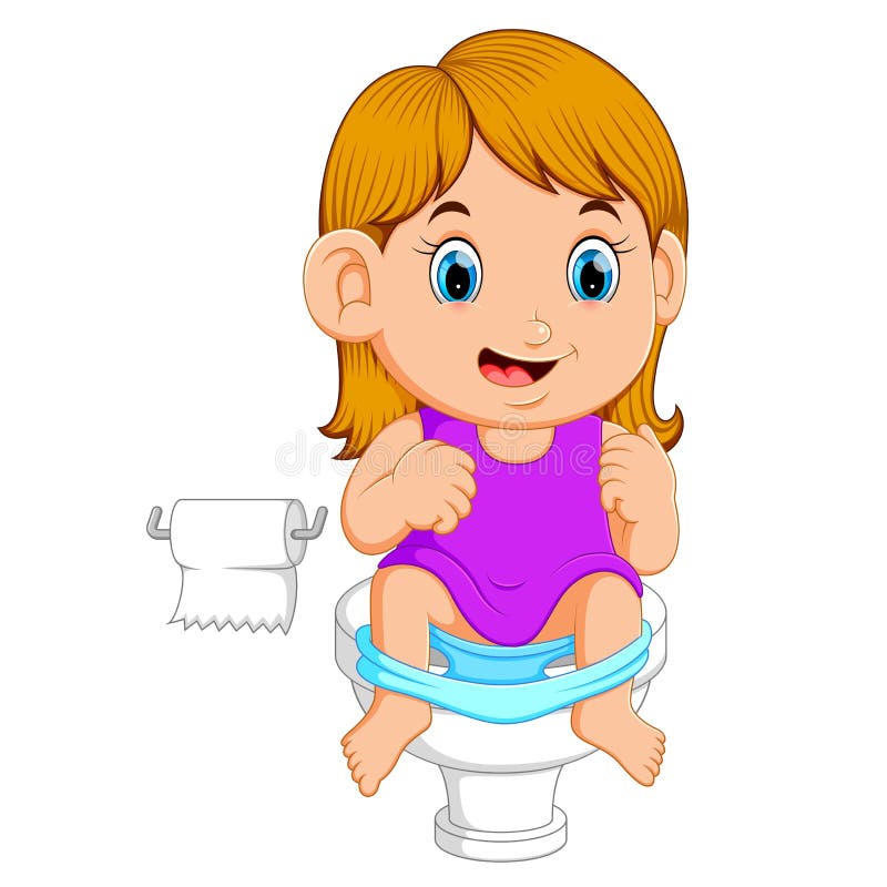 Cartoon girl sitting on the potty Royalty Free Vector Image