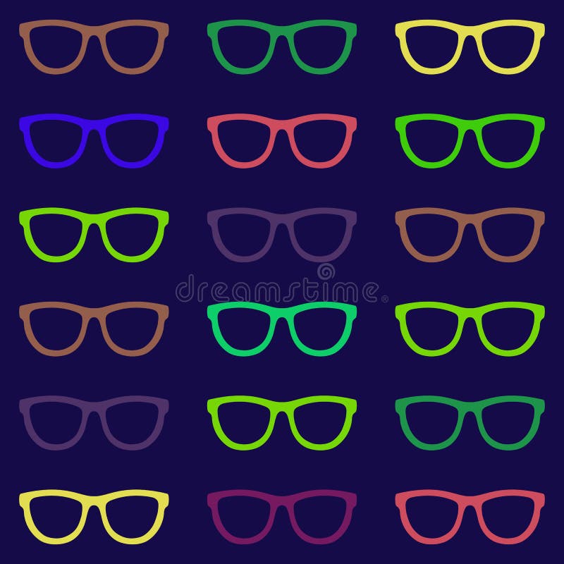 Set of eyeglasses. Seamless pattern with glasses. Vector vector illustration