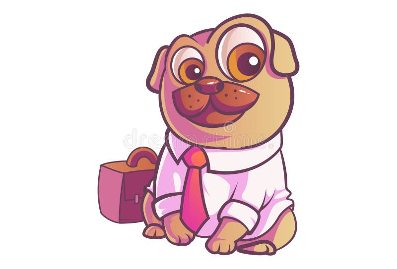 Vector Cartoon Illustration of Cute Pug. Stock Vector - Illustration of  isolated, baby: 140771471