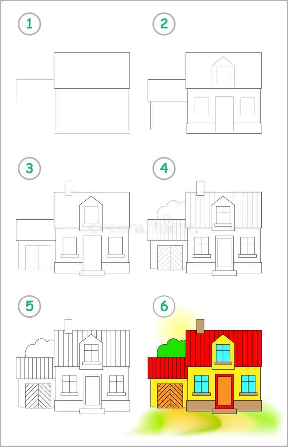 Drawing Of A House Step By Step : How To Draw A House Instructions ...