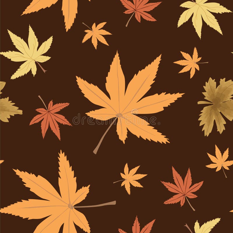 Seamless Autumn Branches with Leaf Pattern Stock Vector - Illustration ...