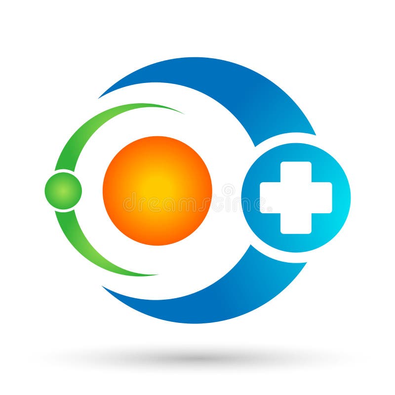 Medical Eye Care Globe Family Health Concept Logo Icon Element Sign on