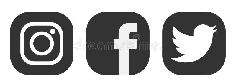 Set of popular social media logos icons Instagram facebook twitter element vector on white background in ai10 illustrations for web design