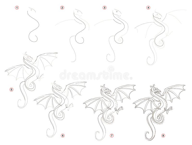 Dragon Flying Sketch Royalty-Free Images, Stock Photos & Pictures