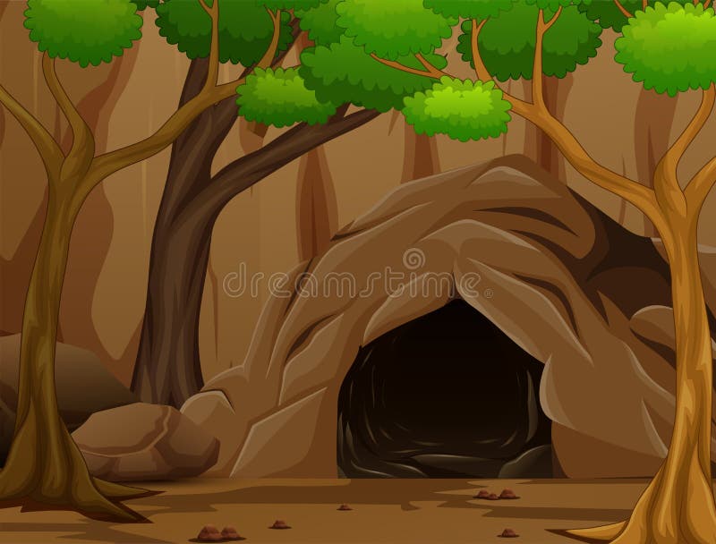 Background Scene with a Dark Rocky Cave Stock Vector - Illustration of ...