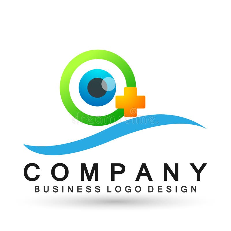 Medical Eye Care Globe Family Health Concept Logo Icon Element Sign on