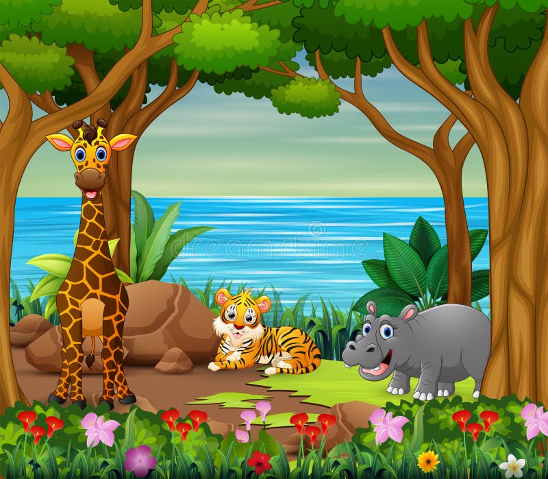 crisp-viper765: a lot of animals in the beautiful forest plays together-saigonsouth.com.vn
