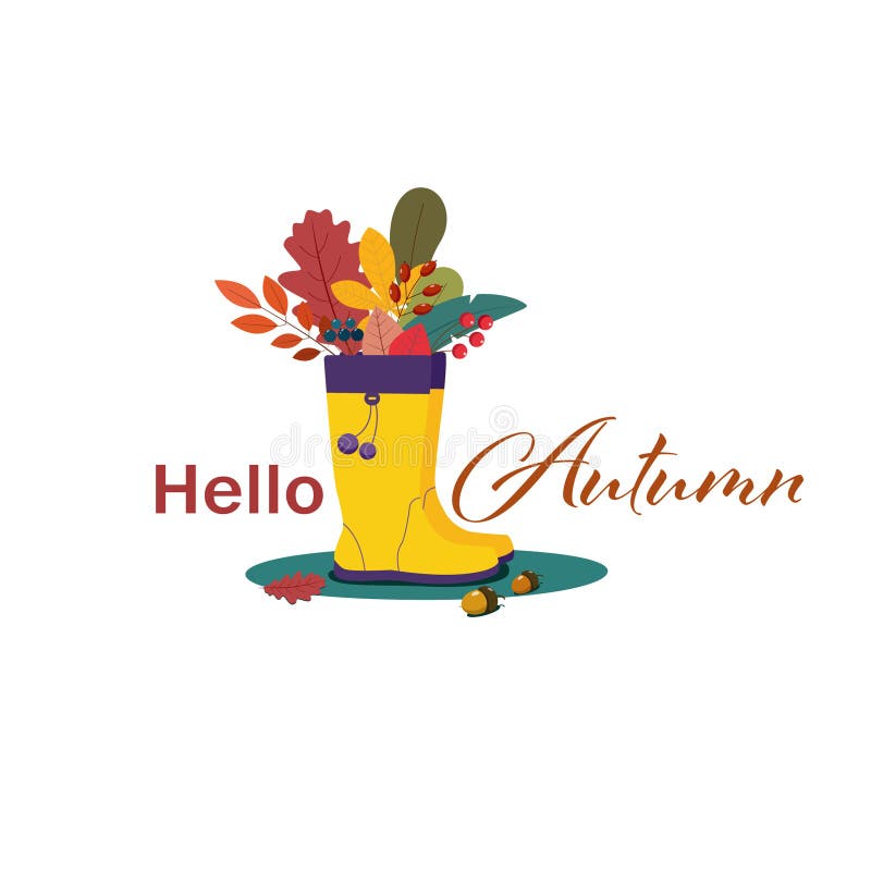 Hello autumn flat style illustration stock illustration Hello autumn flat style illustration stock illustration