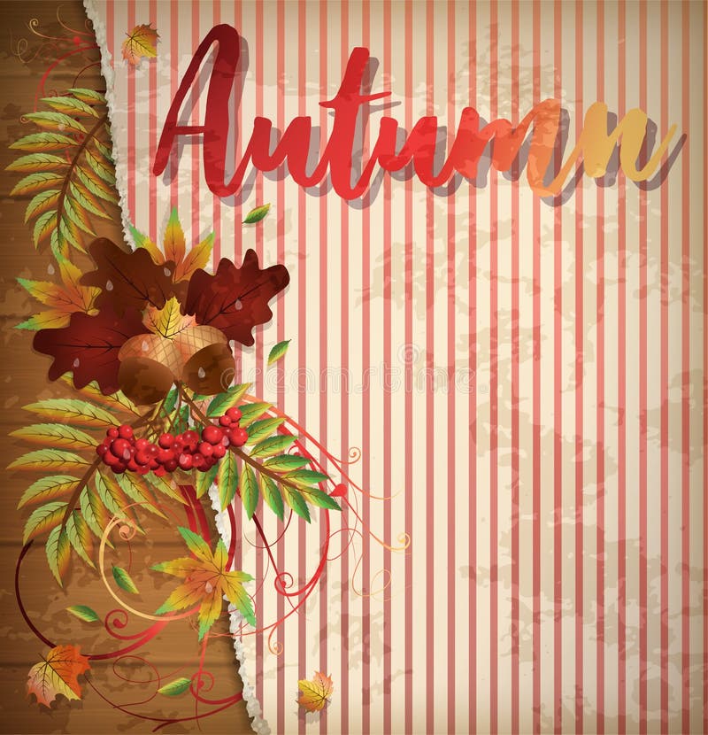 Autumn Invitation Background with Maple Leaves, Vector Stock Vector