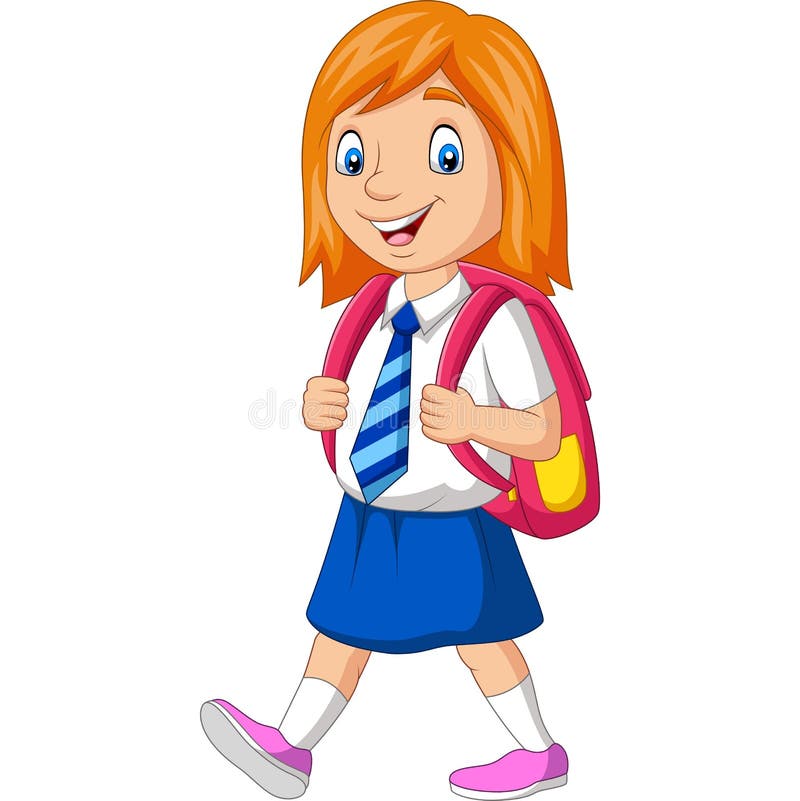 Cartoon Happy School Girl in Uniform Carrying Backpack Stock Vector - Illustration of pretty, pose: 154055233 Cartoon Happy School Girl in Uniform Carrying Backpack Stock Vector - Illustration of pretty, pose: 154055233