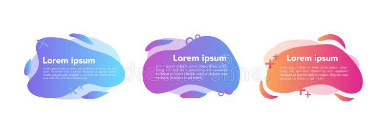 Geometric liquid colorful abstract shapes set. Modern design isolated white background. royalty free stock images