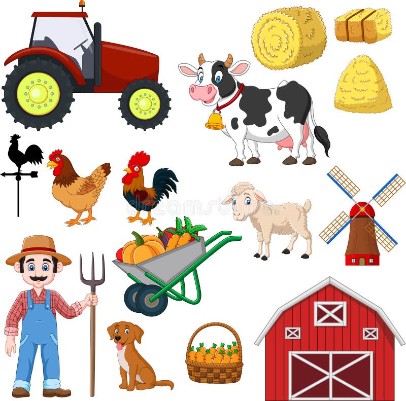 Set of Farming Cartoon on a White Background Stock Vector ...