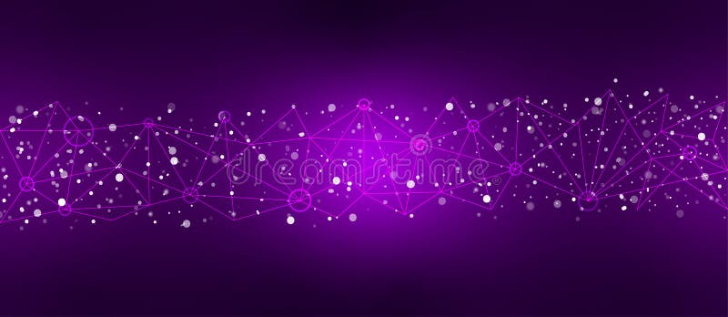 Dark Purple Digital Technology Banner Background with Glowing Lines Mesh  Stock Vector - Illustration of backgrounds, brochure: 161274821