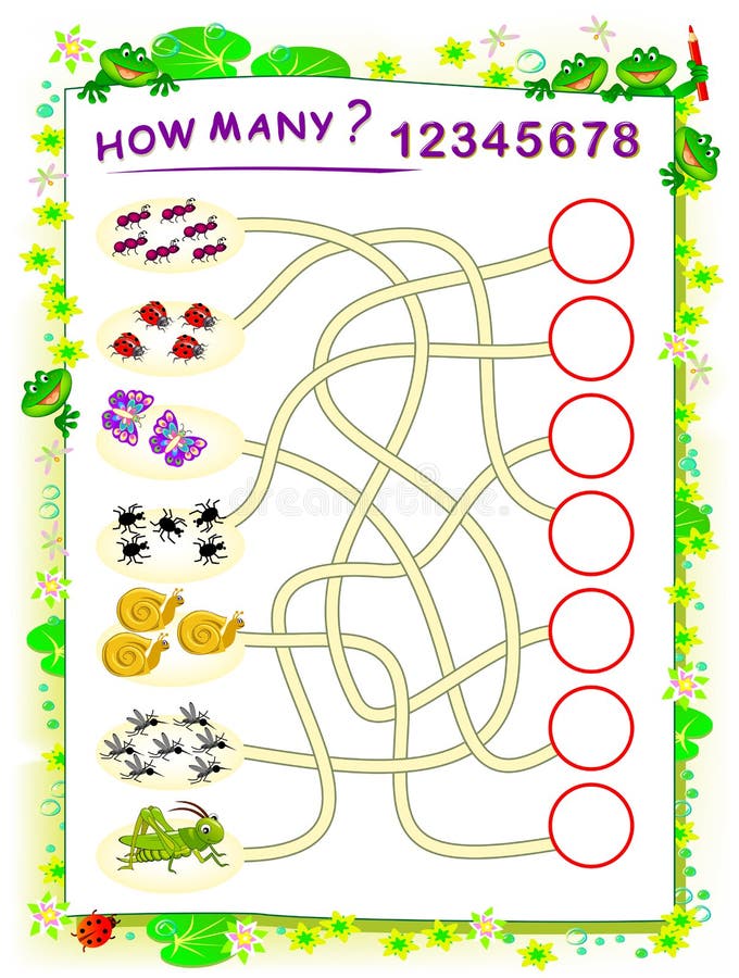 Logic Puzzle Game for Children with Labyrinth. Printable Worksheet for Math Textbook. Educational Page for Kids Book Stock Vector - Illustration of maze, logic: 161973591