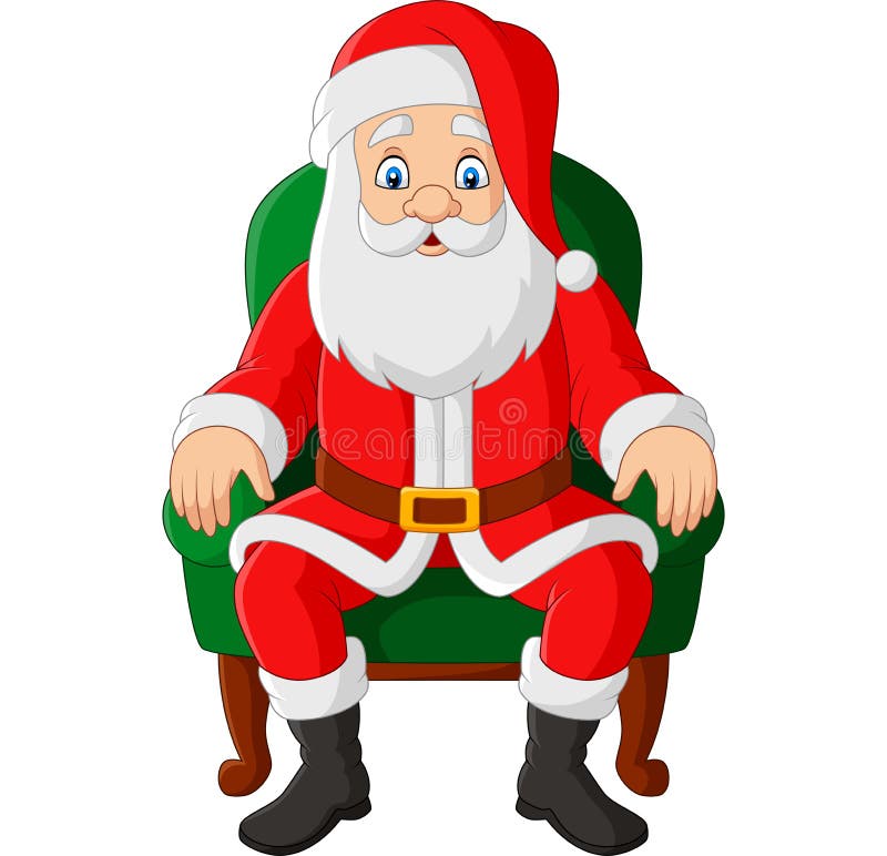 Cartoon Santa Claus sitting in chair