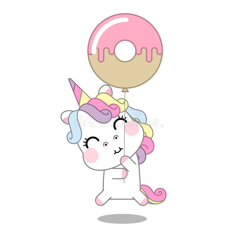 Unicorn Cartoon with Holding Donut Balloon, Baby Animal, Stock Vector - Illustration of funny, adorable: 165413959 Unicorn Cartoon with Holding Donut Balloon, Baby Animal, Stock Vector - Illustration of funny, adorable: 165413959