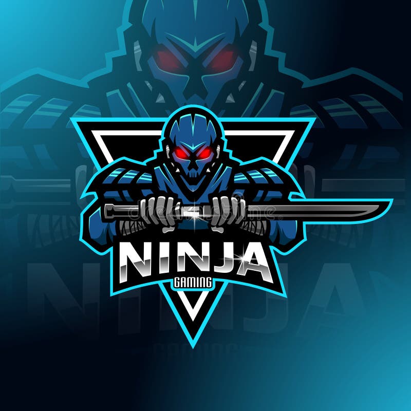 Ninja robot esport mascot logo design vector illustration