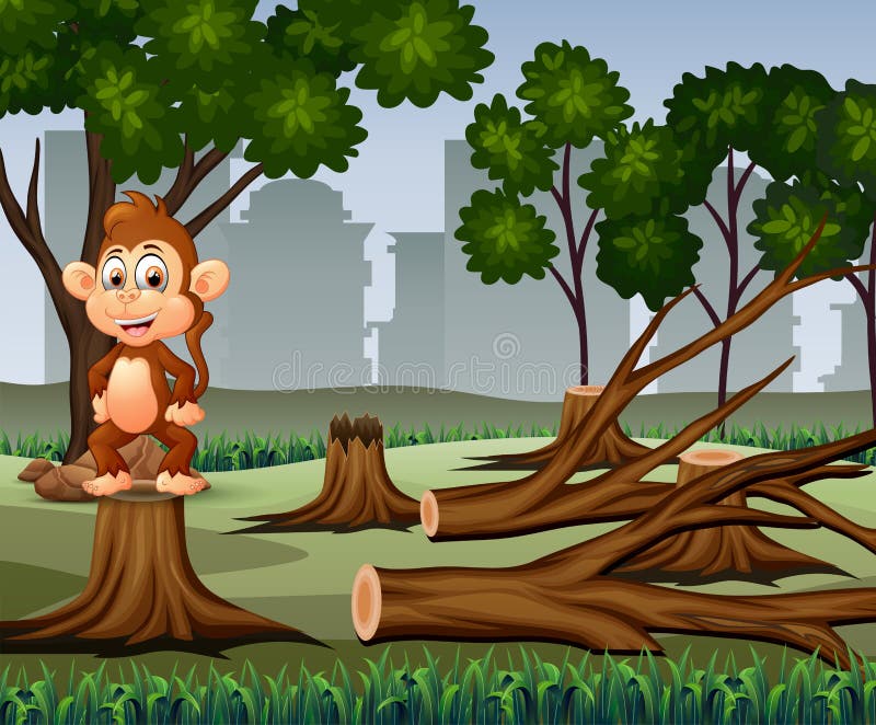 Deforestation Scene with Monkey and Timber Illustration Stock Vector - Illustration of environmental, outdoors: 172394059 Deforestation Scene with Monkey and Timber Illustration Stock Vector - Illustration of environmental, outdoors: 172394059