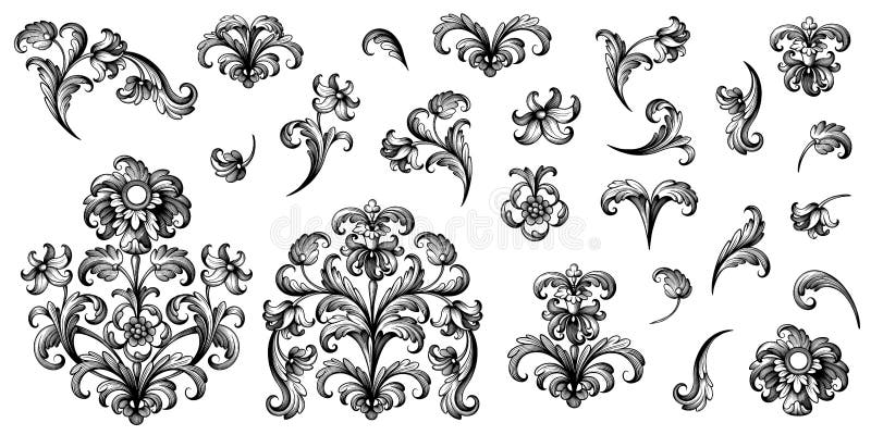 Vintage Baroque Victorian frame border floral ornament  scroll engraved retro pattern tattoo calligraphic vector heraldic