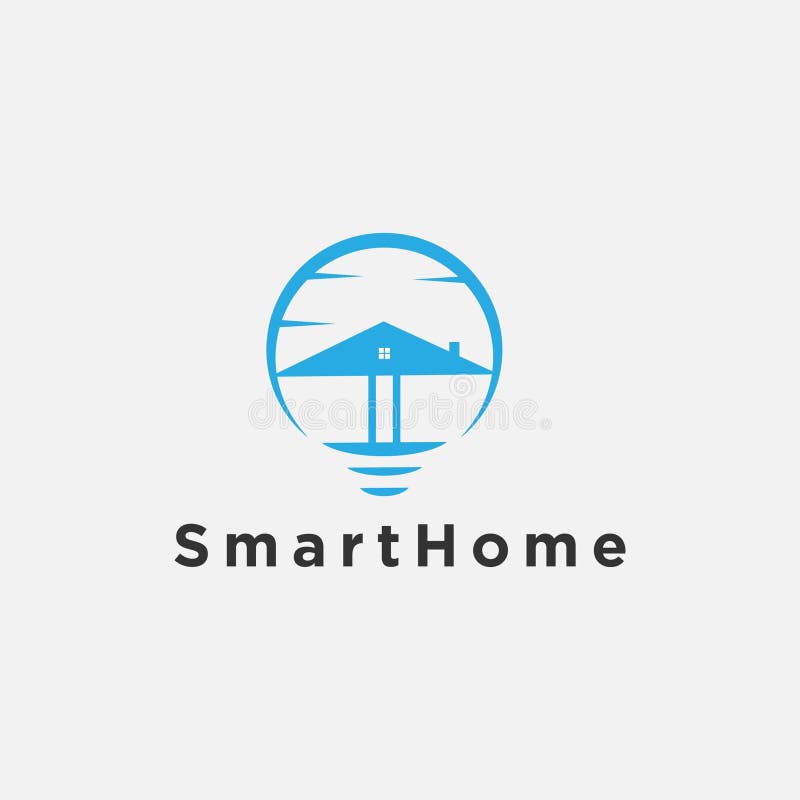 Smart bulb home logo design vector stock illustration