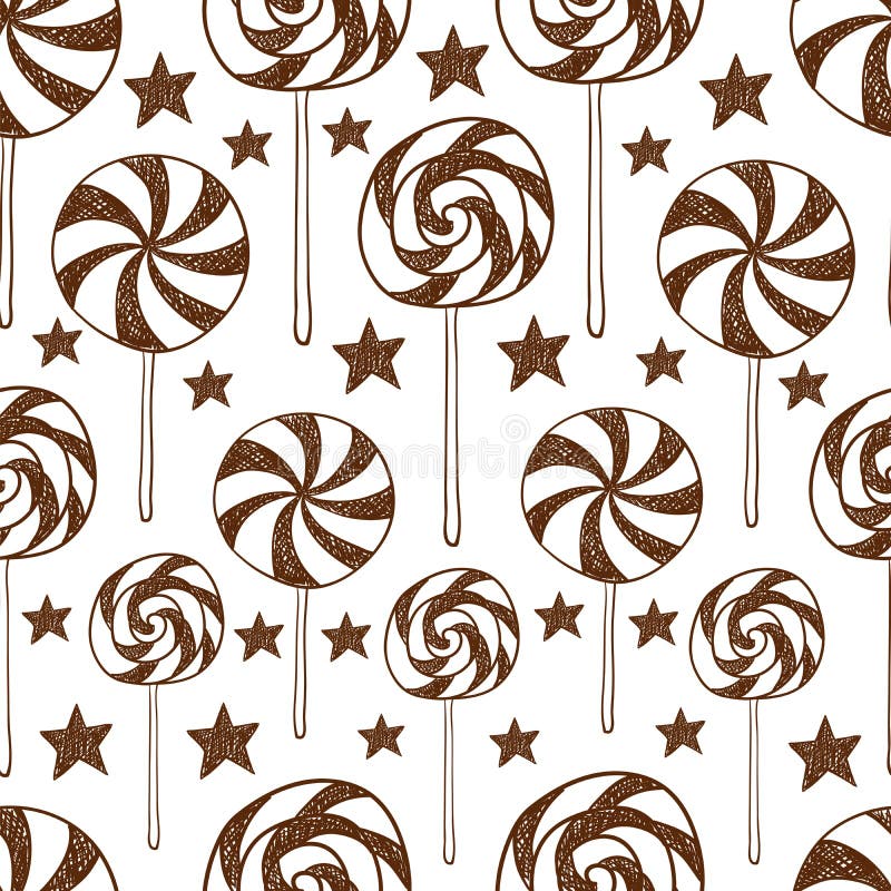 Seamless vector vintage pattern with lollipops