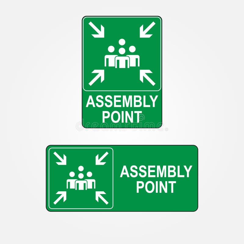 Emergency evacuation assembly point symbol sign vector illustration