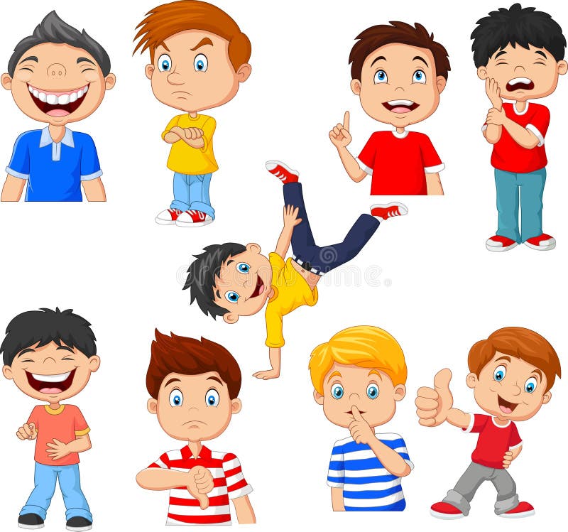 Cartoon children with various expressions and gesture