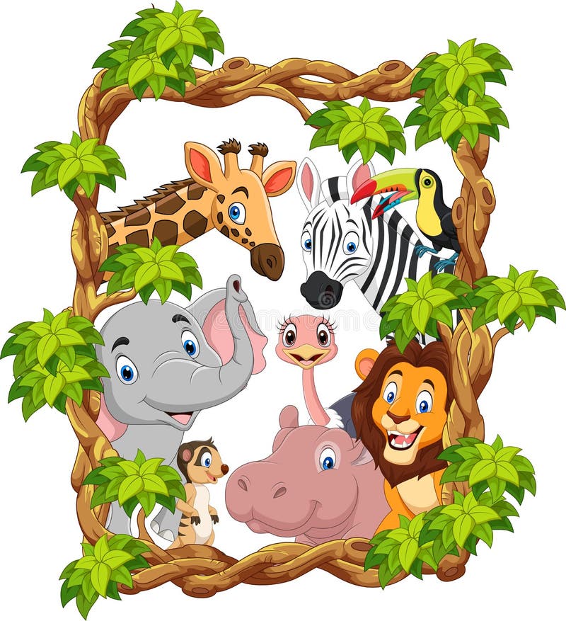 Cartoon Collection Happy Zoo Animals Stock Vector - Illustration of ...