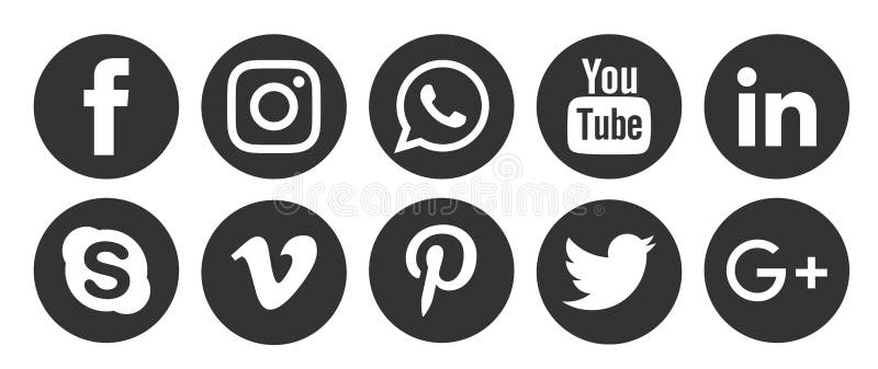 Facebook, Instagram, Whatsapp, Youtube Social Media Logo Icon In Black ...