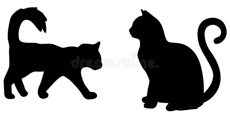 Silhouette of two cats Royalty Free Vector Image