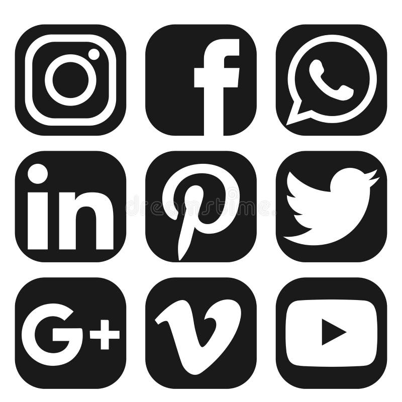 Social Media Icons, Buttons Collection in Vector. Editorial Photo ...