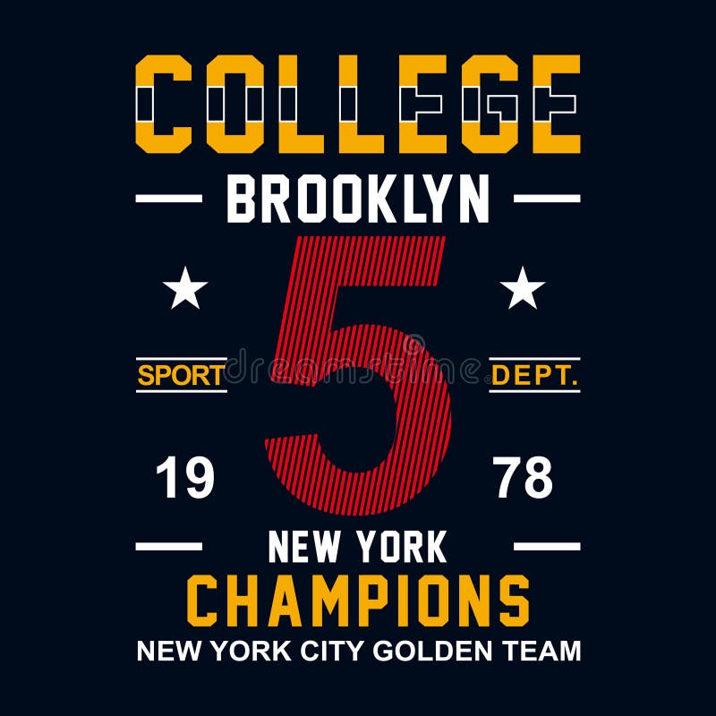 New York Brooklyn Sport Wear Typography Emblem, Tshirt Stamp Graphics