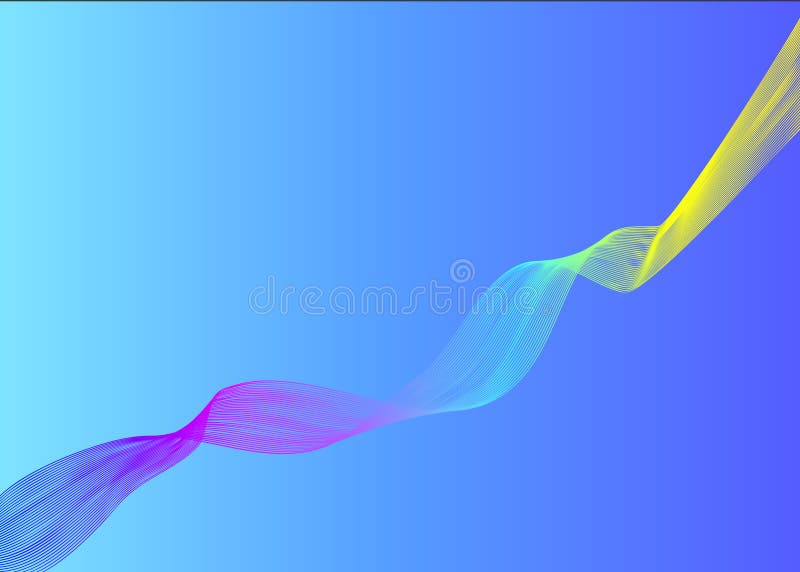 Abstract blue background with colored waves stock illustration
