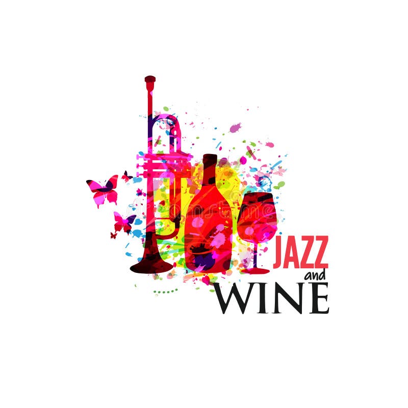 Music and Wine Colorful Background Flat Vector Illustration. Party